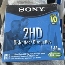 Lot of 2 Sony 2HD IBM Formatted 1.44 MB 3.5'' Diskettes 10 Pk, Fast Shipping