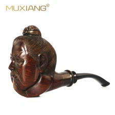 MUXIANG Handmade Briar Wooden Tobacco Pipe  Rusticated High-end Pipe Liu Bei 刘备