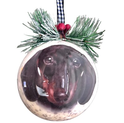 Dachshund Dog Head Decoupage Ball Ornaments Kurt Adler Christmas Black