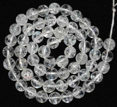AAA Round Cracked Natural Colorless Rock Crystal Gemstone Beads 15'' 6mm 8mm 10mm