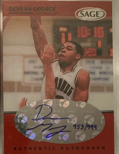 Devean George Basketball Sage Rookie Autograph Card Auto 1999 LA Lakers RC Kobe