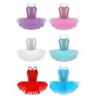 Kids Girls Ballet Dance Leotard Dress Sequins Ballerina Mesh Tutu Skirt Costume