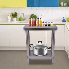Kitchen Prep Work Table Stainless Steel Work Table with 2 Layers Commercial