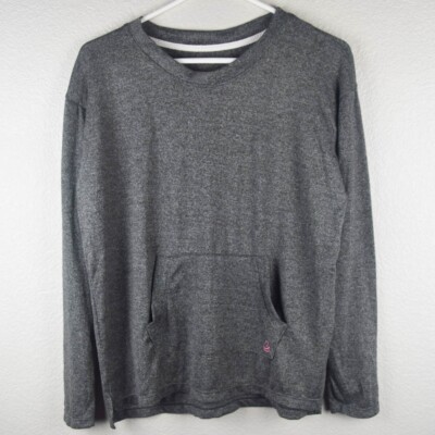 Cuddl Duds Women L Heather Gray Soft Knit Sweatshirt Front Pockets Comfy Stretch