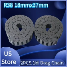 2Pcs R38 18mmx37mm Plastic Semi Closed Cable Drag Chain Carrier 1 Meter