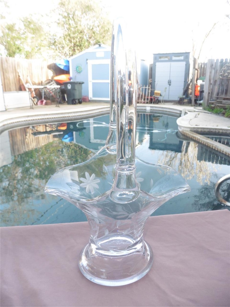 Vintage Bonnet Clear Basket (Line 463) by HEISEY with Etched