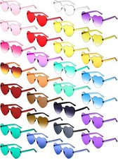 30 Pairs Heart Shaped Sunglasses Beach 80s Rimless Multicolored