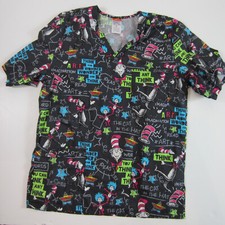 dr seuss women's scrub top black small