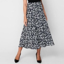 NWT Lauren Ralph Lauren Floral Print Georgette Navy Lined Skirt Sz 6