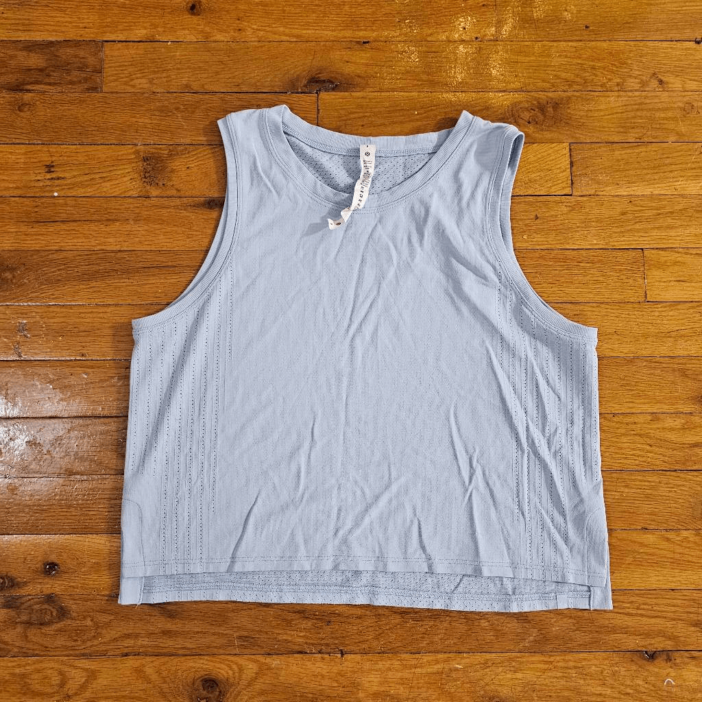 Lululemon Women’s Train to Be Relaxed Fit Cropped Mesh Tank Top Shirt Size 8