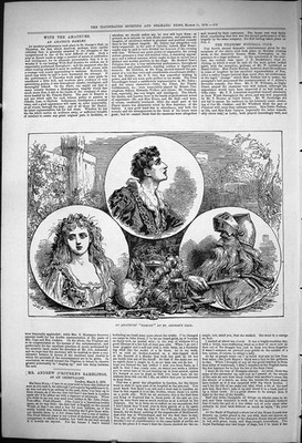 Alter antiker Druck 1876 Amateure Hamlet Theater St. George's Hall Schauspieler 19.