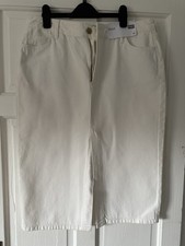 Ladies White Denim Skirt, Knee Length, Size 14.