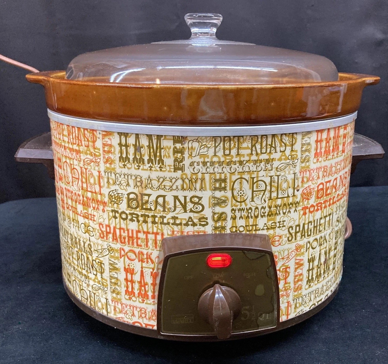 Crockery Slow Cooker Crockpot Montgomery Ward Model 86-46352 Vintage 5.5 Qt