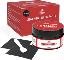 Black Leather Filler for Filling or Repairing Holes, Tears, Cracks, Scratches in