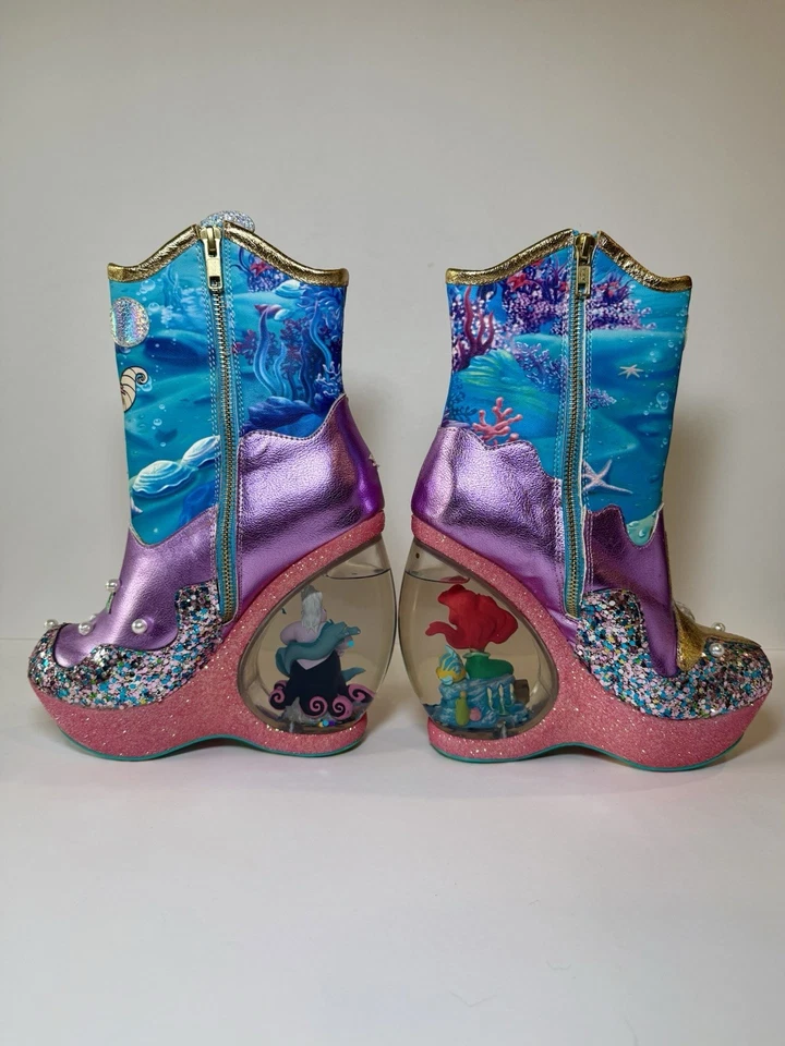Нерегулярный выбор Disney русалочка ботинки туфли США 6,5 Ariel глобус на танкетке редкая - Изображение 3 из 4