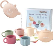 Silicone Tea Set for Toddlers Aged 0 Months,Real or Play Tea Party Set for Kids