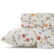 Zusbest Queen Sheet Set 100 Percale Cotton Off White Floral Bed Sheet Set