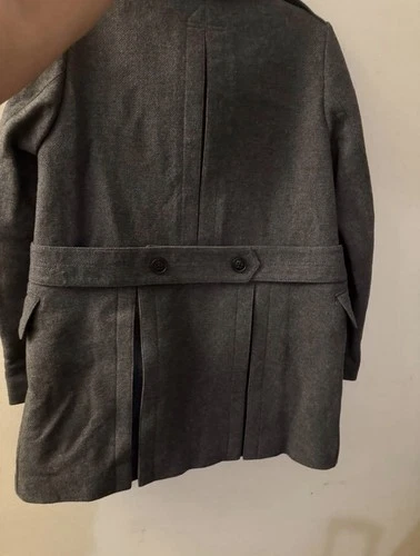 Burberry Brit Gray Wool Pea Coat Double Breasted Button Lined Size S image 3