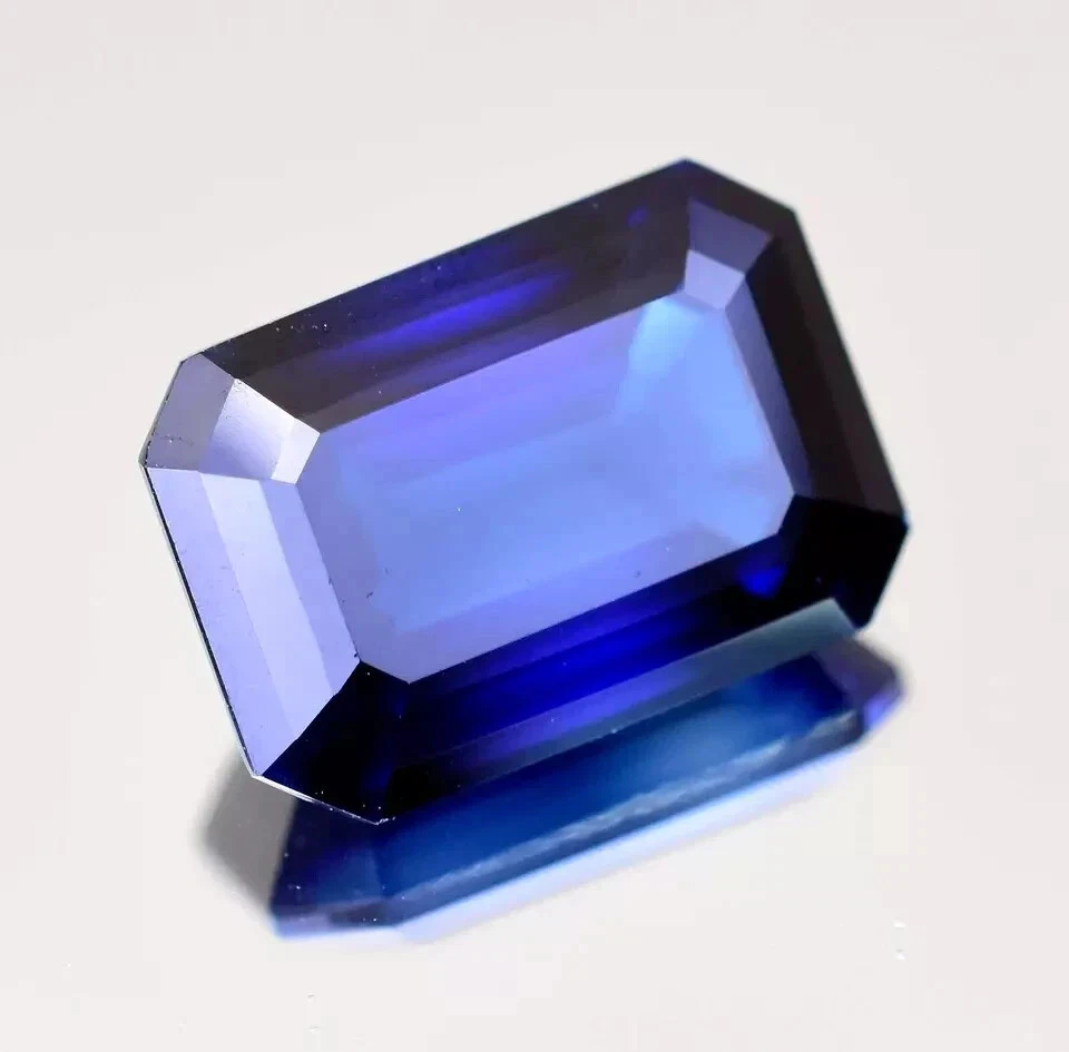 Zafiro azul natural impecable 40 quilates corte esmeralda piedra preciosa suelta certificada Foto 3 de 4