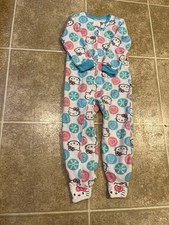 HELLO KITTY 3T FLANNEL ONE PIECE PAJAMAS BOWS ON TOES EX