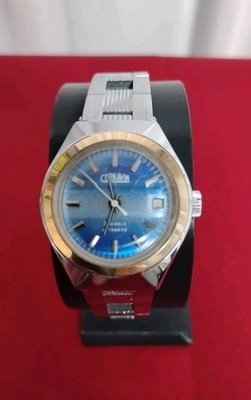 Vtg Cornavin 21 Jewels Automatic Soviet Union Ladies Watch Blue Dial Working Goo
