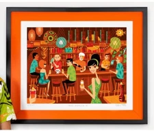 SHAG Josh Agle “Ray’s Mistake II” Framed Serigraph Art Print with COA