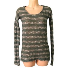 Forever 21 XXI Green  White Sweater Top Pullover Lightweight