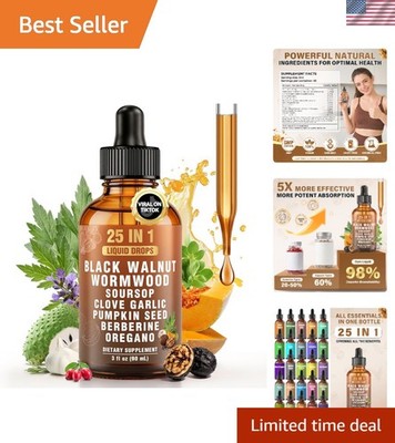 25-in-1 Liposomal Wormwood Black Clove Drops for Superior Gut Detox - 90ml