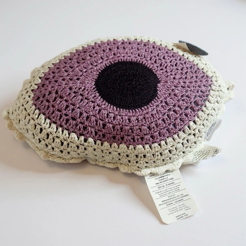 Almohada de lujo tejida a ganchillo nueva con etiquetas en forma de mal de ojo - PÚRPURA - Juego de 1 Foto 2 de 4