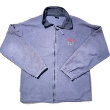 Vintage USA Olympics Warm Fleece Jacket L Made in USA Full Zip Navy Blue