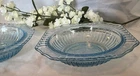 2 Anchor Hocking Blue Mayfair Open Rose Depression Glass Cereal Bowls 5 1/2”