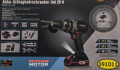 Parkside Performance 20V Akku Schlagbohrschrauber Set 97-teilig PSBSAP 20-Li B3