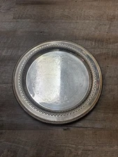 WM Rogers Silverplate Tray 170 Round Etched Rope Edge