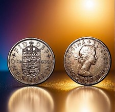UNITED KINGDOM Queen Elizabeth II 1 Shilling (English shield) Dated 1963 Coin