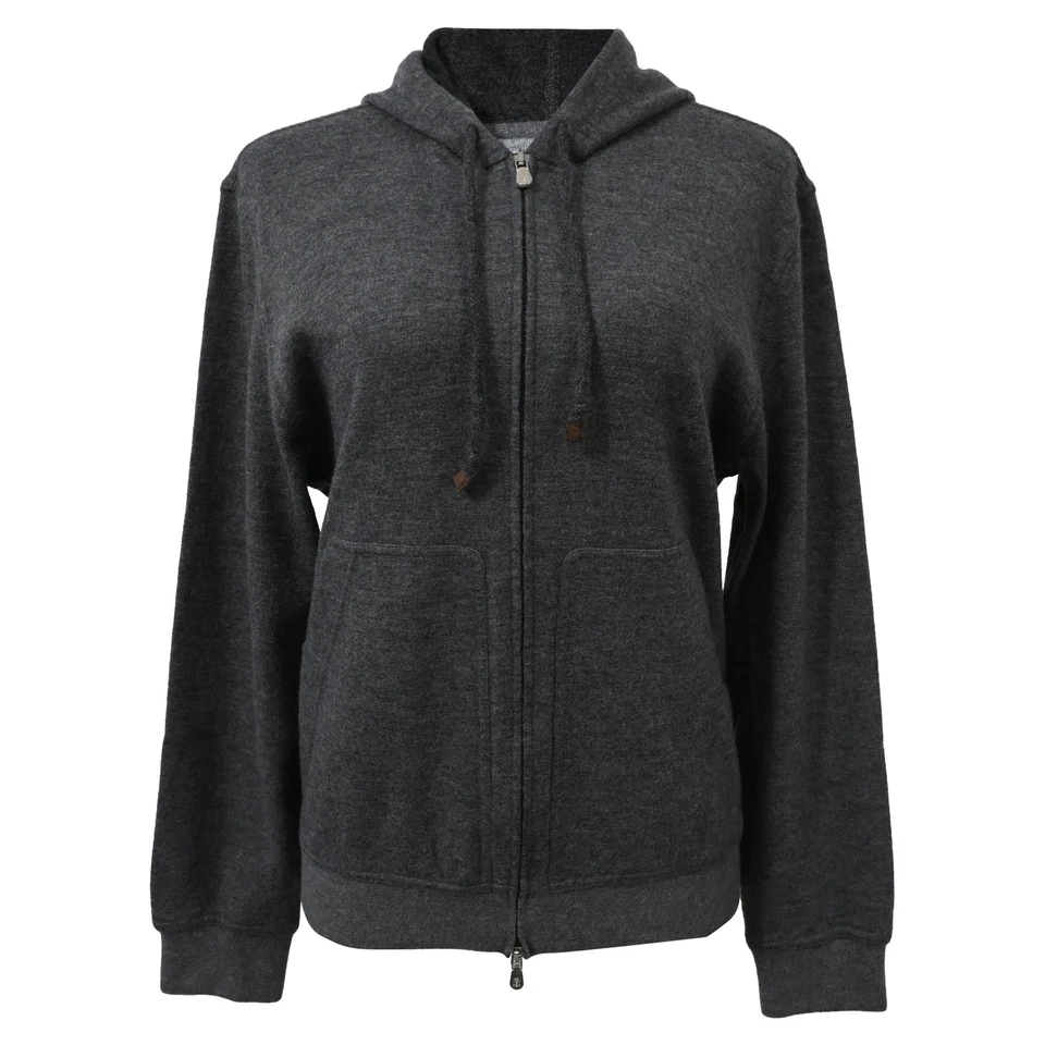 Brunello Cucinelli Double Zipper Hooded Jacket In Cotton Women Grey S