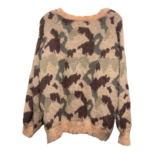 Umgee Plum Pink Camo Distressed Soft Knit Pullover Sweater Size M - Bild 2 von 4