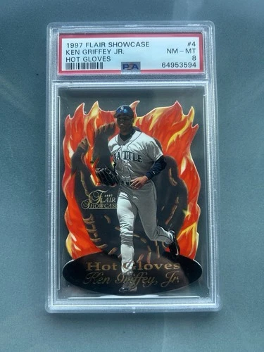 1997 Flair Showcase Ken Griffey Jr. #4 Hot Gloves PSA 8
