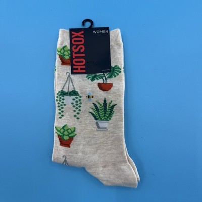 Hot Sox Women s Plant Lover Crew Socks Houseplant Bee Print Size 9 11 New