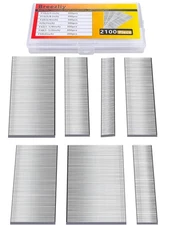 2100 PCS Brad Nails 7 Sizes multi-Length Galvanized Straight Finishing Nail,E...