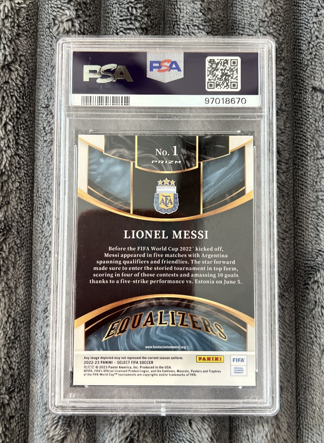Lionel Messi 2022-23 Panini Select FIFA Equalizers #1 PSA 10 view 2