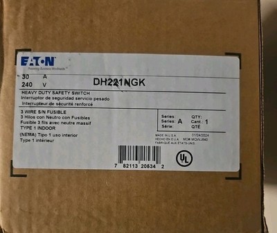  Eaton DH221NGK 30A 240V HD Disconnect Safety Switch