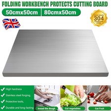 80CM 50CM Stainless Folded Edge Worktop Saver Counter Protector Chopping Board