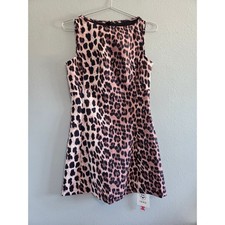 Cider NWT Boat Neck Leopard Print Mini Dress Sleeveless Brown Black Size Small
