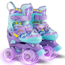 4 Sizes Adjustable Quad Skates w/Light-up Wheels Safety Protection for Beginners