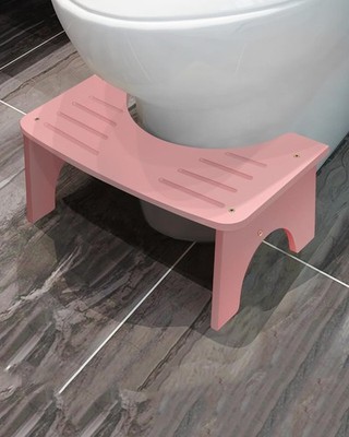 Moderner Bambus Toilettenschemel - Rutschfeste Stufe - Holz WC Trittbrett Pink