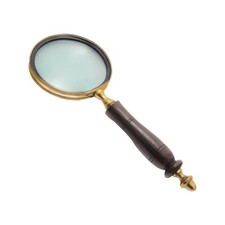 Decorative Dark Wood Handle Magnifying Glass - Antique Style Reading Magnifier