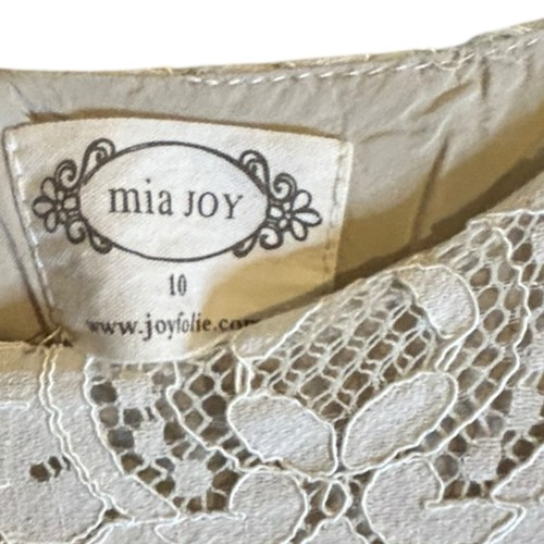 Mia Joy Macy Maxi Tiered Dress Sz 10 Cream Beige Flutter Lace Sleeve Bodice Boho - Picture 4 of 9