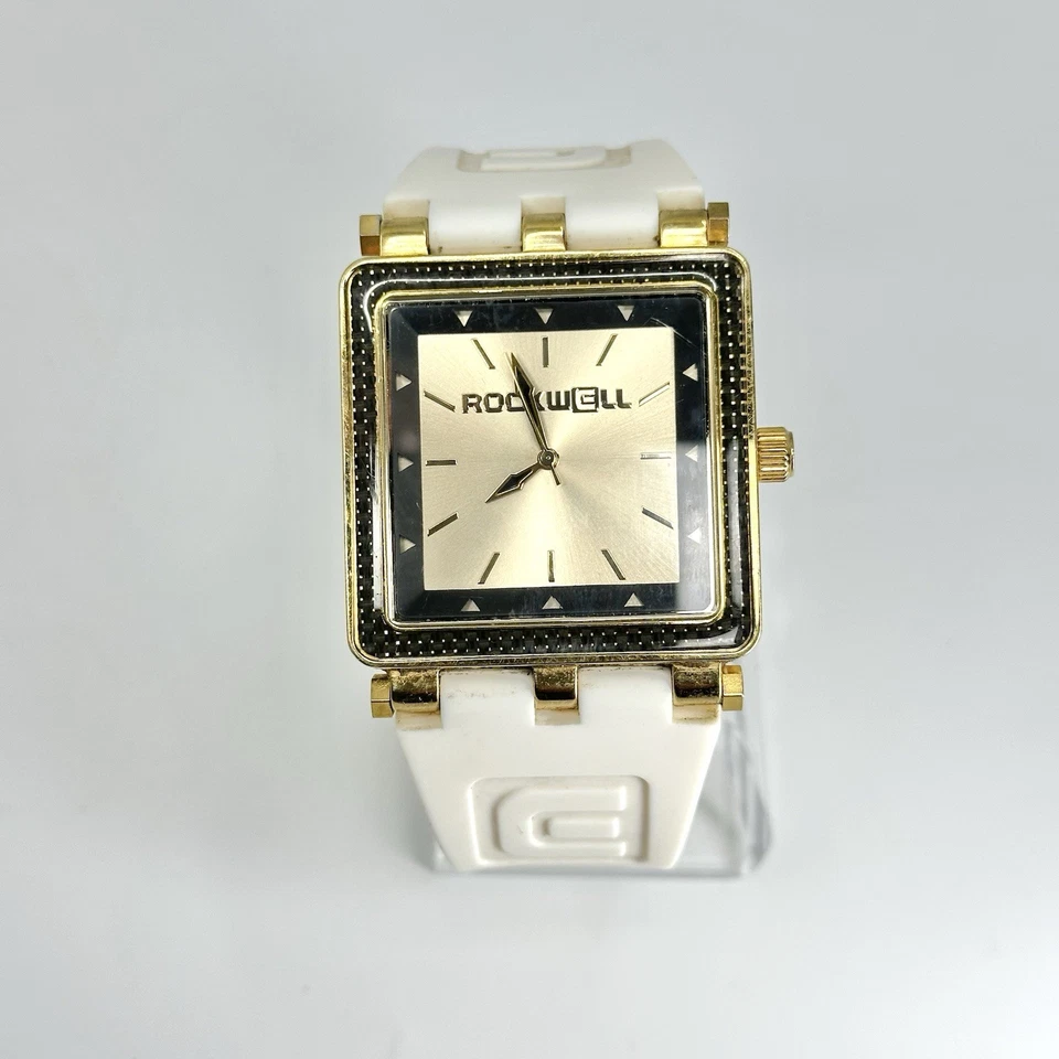 Reloj Hombre Rockwell FIBRA DE CARBONO LITE Dorado Blanco Batería Nueva Foto 3 de 4