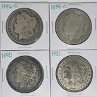 1886-O 1889-O 1890 1921 Morgan Dollar Lot of 4