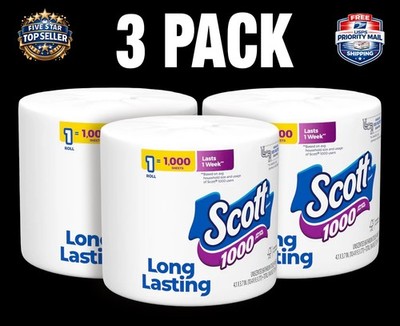 SCOTT  1000 Sheets Per Roll Toilet Paper, 3 Pack - White
